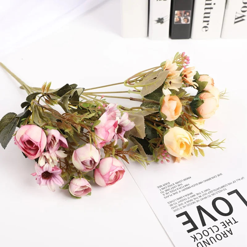 Artificial Silk Rose Bouquet for Wedding & Home Decor (1–5 Pcs)