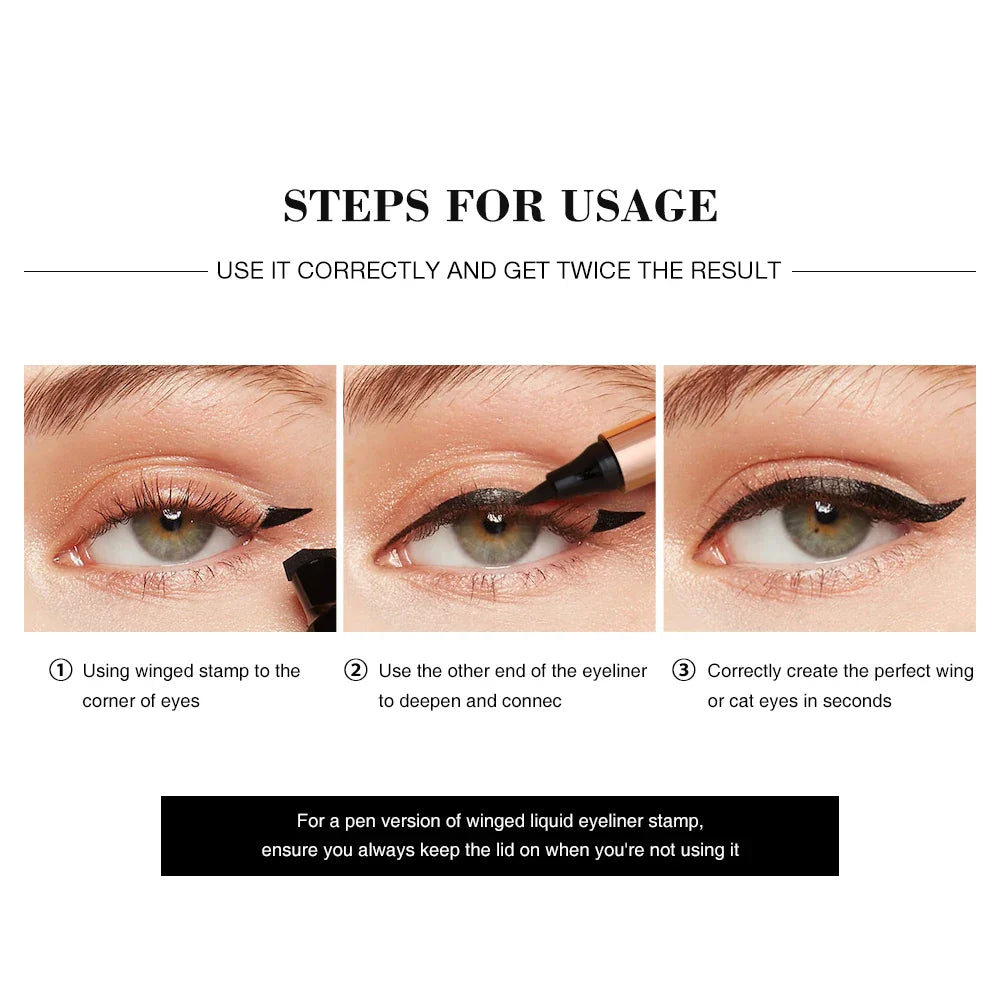 O.TWO.O Waterproof Eyeliner Stamp Kit – Double-Ended, 2pc Set