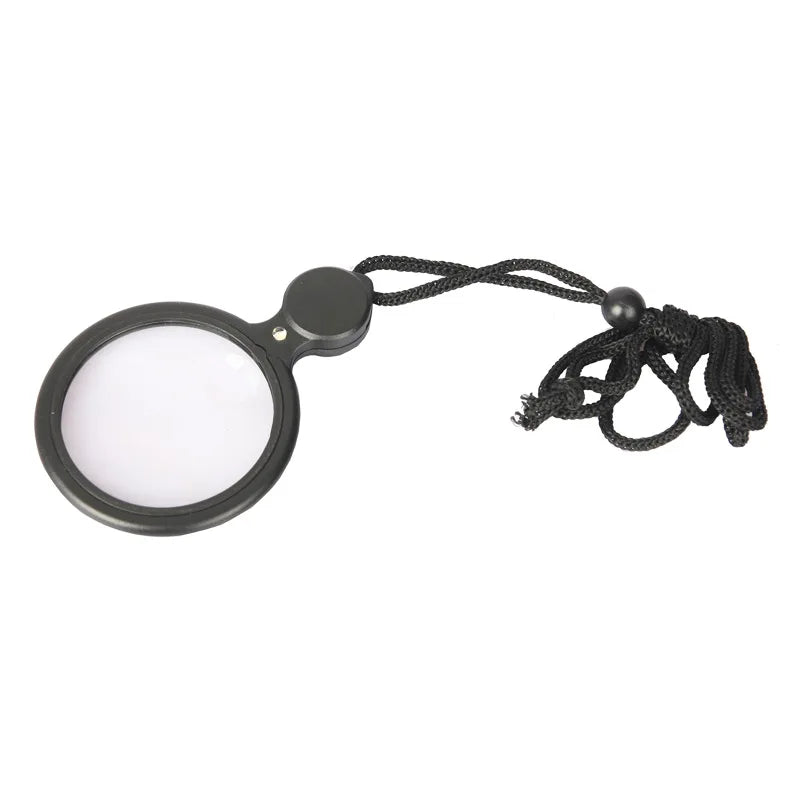 Handheld Portable magnifier with LED Light Hanging Type Reading Magnifying Glass with Rope 4X 10X loupe Double Lens lupa Peaceful Pleasures Health and Wellness 60mm 4X 8X