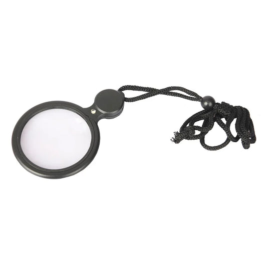 Handheld Portable magnifier with LED Light Hanging Type Reading Magnifying Glass with Rope 4X 10X loupe Double Lens lupa Peaceful Pleasures Health and Wellness 60mm 4X 8X