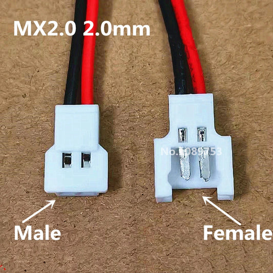 10PCS 51005 51006 MX 2.0mm Pitch 2p 3p 4p Aerial Docking Male And Female Docking Battery Charging Cable Connection UL1007 26AWG Peaceful Pleasures Health and Wellness 2P Male Insert