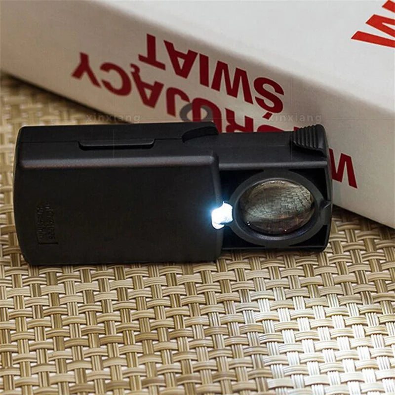 30X Handheld Magnifying Glass With LED Light Flexible Black Illuminated Magnifier Drawer Type Pocket Magnifier Jewelry Loupe Peaceful Pleasures Health and Wellness