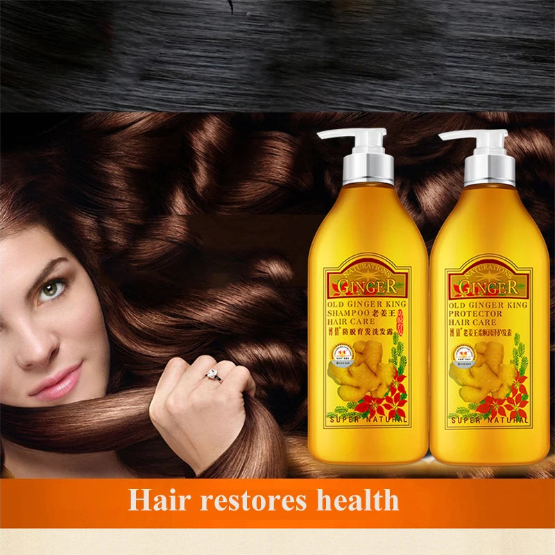 BOQIAN Professional Ginger Hair Shampoo 500ml Hair Conditioner Treatment 500ml Hair Care Set Moisturizing Clean Anti Hair Loss Peaceful Pleasures Health and Wellness