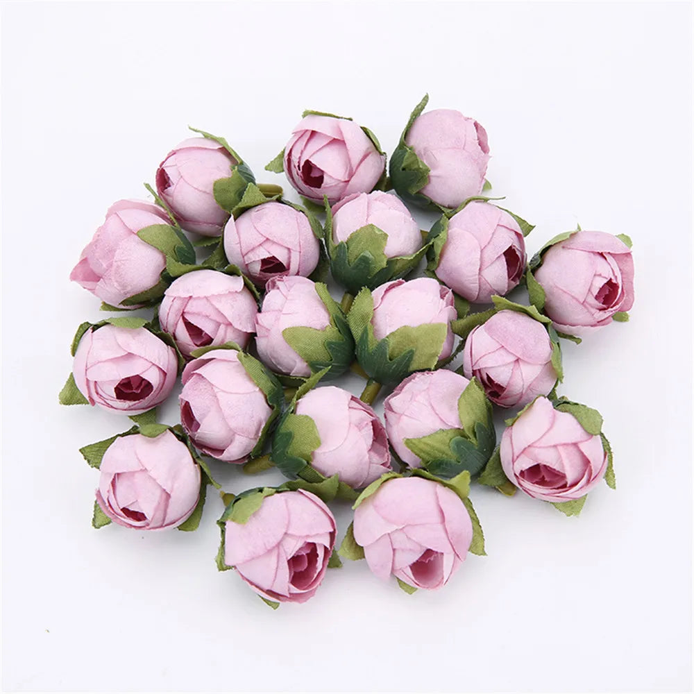 Silk Rose Tea Bud Artificial Flowers 10/20pcs – Wedding DIY Decor