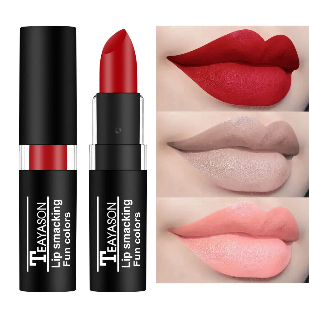 TEAYASON 12-Color Matte Lipstick – Waterproof Long-Lasting