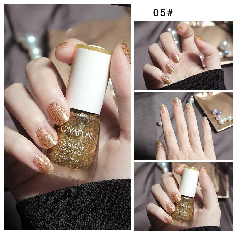Quick-Dry Tearable Nail Polish | Glitter Matte Waterproof 40 Colors