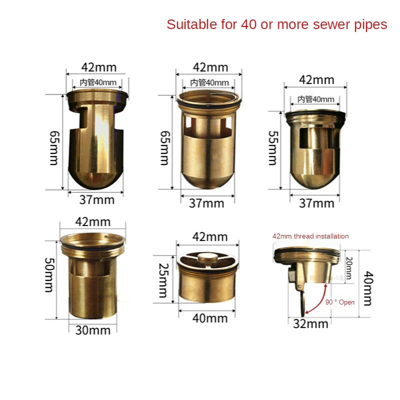 Brass Floor Drain Deodorant Valve – Odor-Block Drain Core