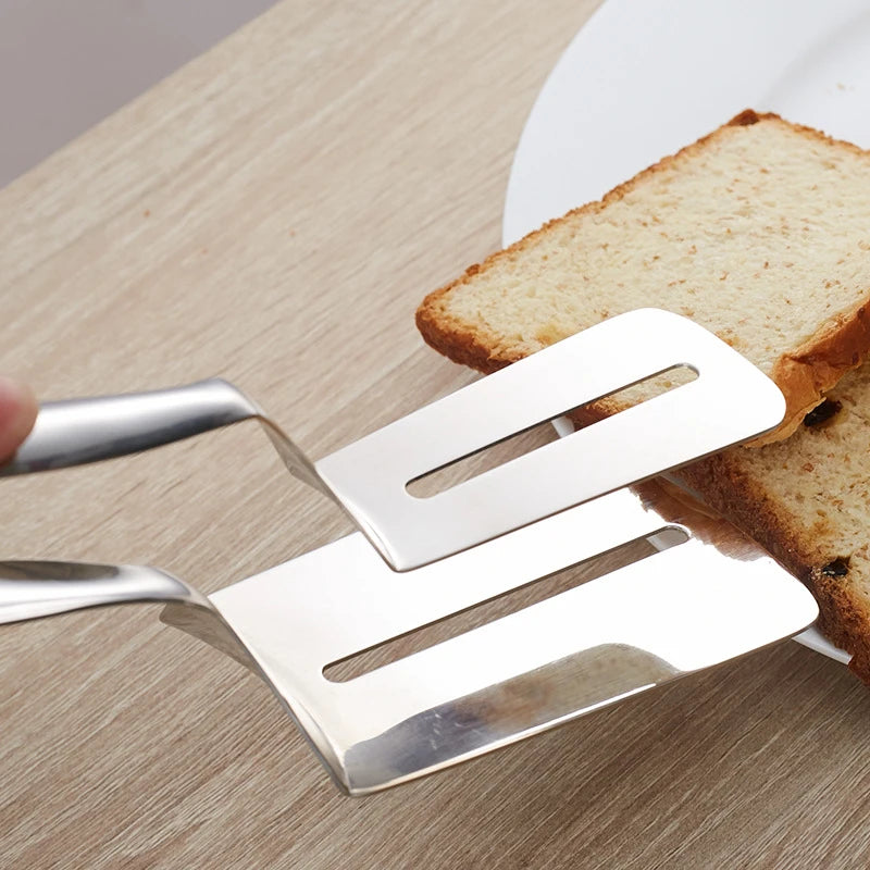 Stainless Steel BBQ & Kitchen Tongs – 2-in-1 Turner & Clamp for Grilling & Cooking