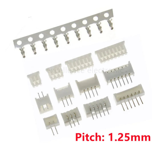 10sets MICRO JST 1.25 Connector 1.25mm Pitch Straight Pin Header + Housing + Terminal Set 1.25-2/3/4/5/6/7/8/9/10P Peaceful Pleasures Health and Wellness 5P Straight needle set