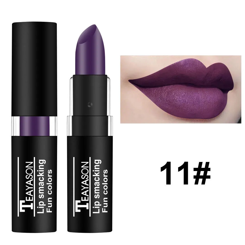 TEAYASON 12-Color Matte Lipstick – Waterproof Long-Lasting