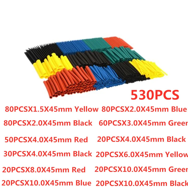 127/164/328/530Pcs Assorted Polyolefin Heat Shrink Tube Cable Sleeve Wrap Wire Set Insulated Shrinkable Tube Peaceful Pleasures Health and Wellness 530PCS Bagged