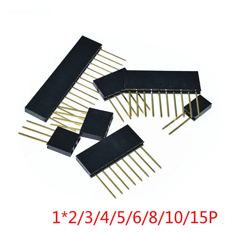 10PCS 2.54mm Single Row Female Long Pins 11mm Breakaway PCB Board Pin Header Socket Connector 1*2/3/4/6/8/10/15Pin For Arduino Peaceful Pleasures Health and Wellness 5P