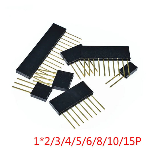 10PCS 2.54mm Single Row Female Long Pins 11mm Breakaway PCB Board Pin Header Socket Connector 1*2/3/4/6/8/10/15Pin For Arduino Peaceful Pleasures Health and Wellness 5P