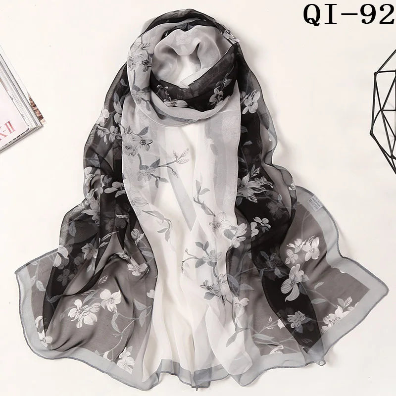 Multiple Lotus Leaf Flower Chiffon Georgette Bandana Scarf Women