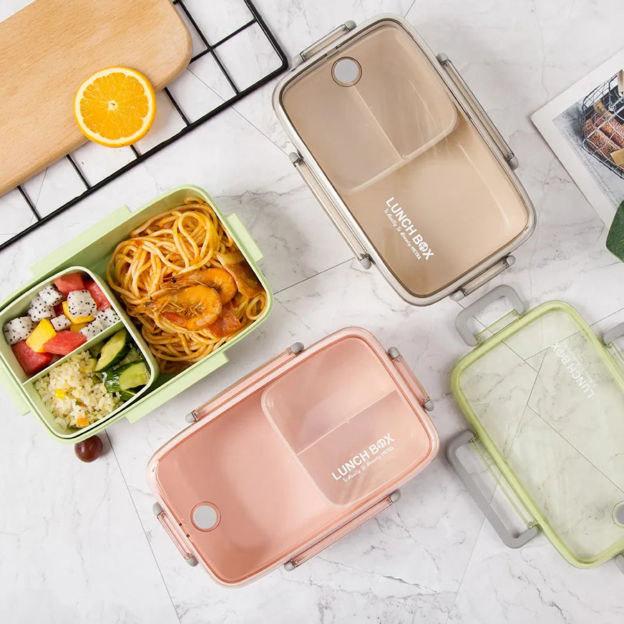 Brown/Green/Pink Lunch Box Bamboo Fiber Material Portable Bento Box Microwaveble Food Storage Container For Office Children Peaceful Pleasures Health and Wellness
