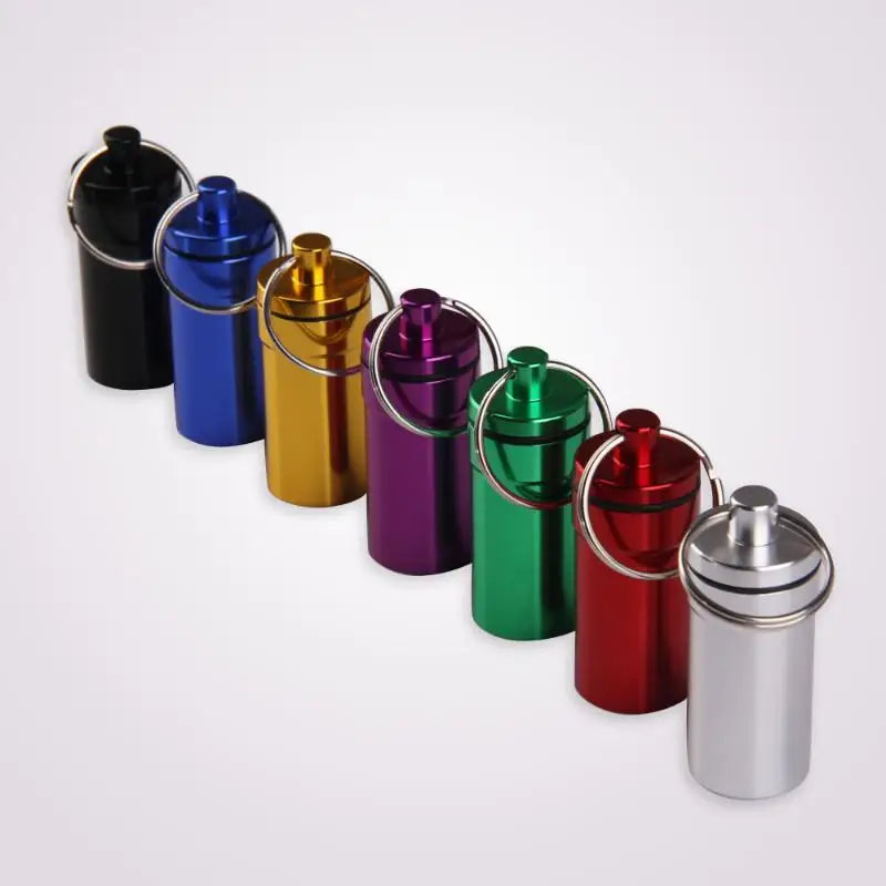 1pc Mini Waterproof Pill Box Key Ring Chain Medicine Case Holder Container Outdoor Travel Portable Medicine Bottles Peaceful Pleasures Health and Wellness