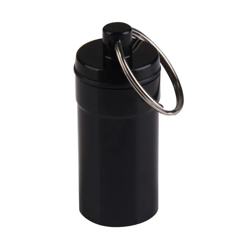 1pc Mini Waterproof Pill Box Key Ring Chain Medicine Case Holder Container Outdoor Travel Portable Medicine Bottles Peaceful Pleasures Health and Wellness Black01 China Mainland