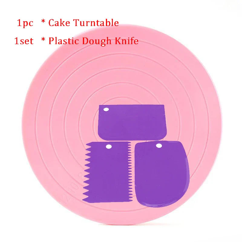 14cm Rotating Cake Turntable Decorating Stand | 360° Pink