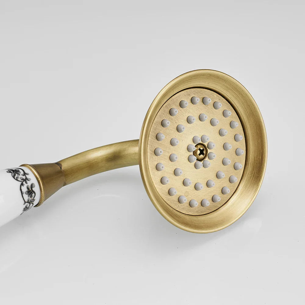 OWOFAN Antique Brass Handheld Rainfall Shower Head | Gold