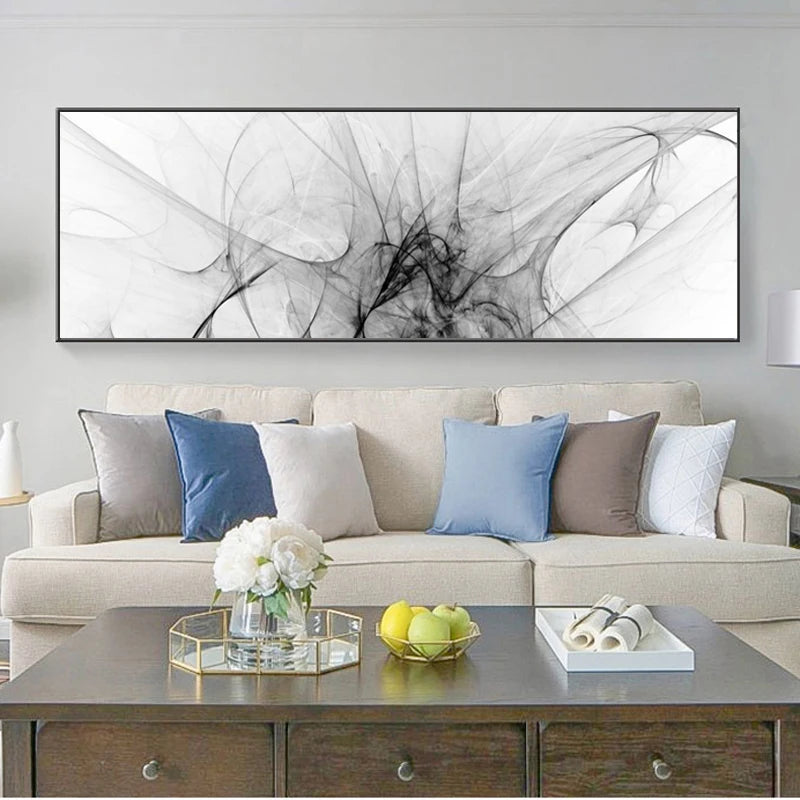 Abstract Art Posters and Prints Wall Art Canvas Painting Black and White Ink Line Pictures for Living Room Nordic Decor No Frame Peaceful Pleasures Health and Wellness