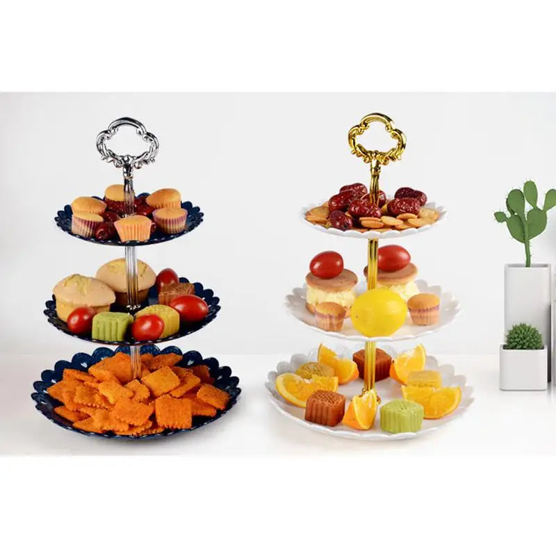 3-Tier Detachable Cake Stand – Plastic Dessert, Fruit & Cupcake Display for Weddings, Birthdays & Parties
