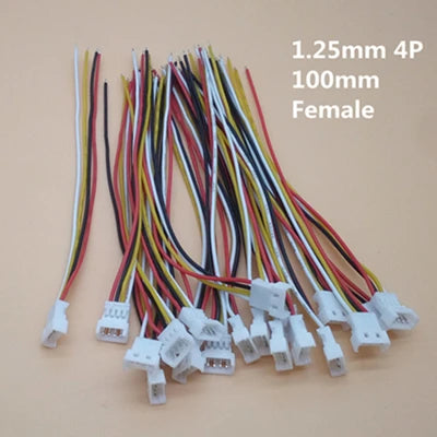 20 Sets/Lot Micro JST 1.25MM 2-Pin/3-Pin/4-Pin Male & Female Connector Plug with Wires Cables LED Strip Connectors Peaceful Pleasures Health and Wellness 4P Female 20pcs