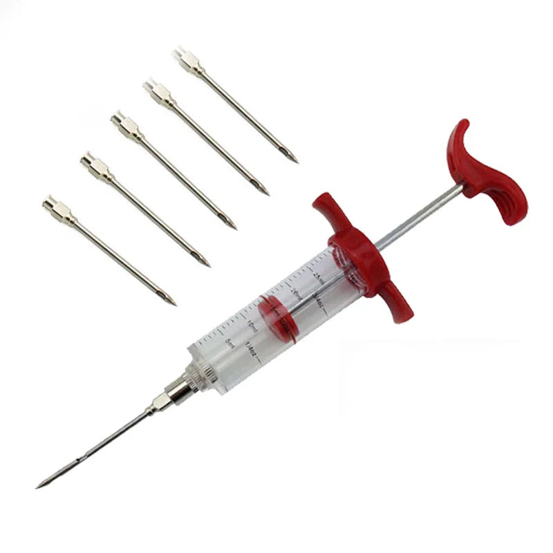 BBQ Meat Marinade Injector Syringe Set – Stainless Steel Needles, for Sauce & Spice Injection, Kitchen & Grilling