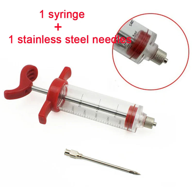 BBQ Meat Injector Syringe Set with 5 Stainless Steel Needles