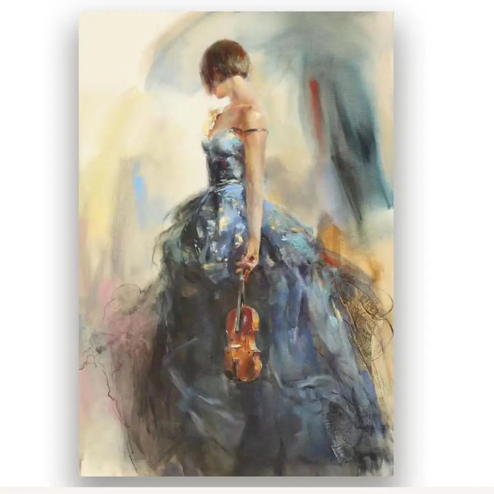 Hand-Painted Dancing Couples Oil Painting | Black & Red Canvas Art