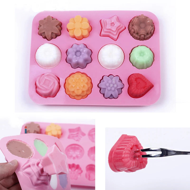 12-Cavity Silicone Flower Mold | Cake, Chocolate, Candy, Soap & Jelly – Oven & Freezer Safe