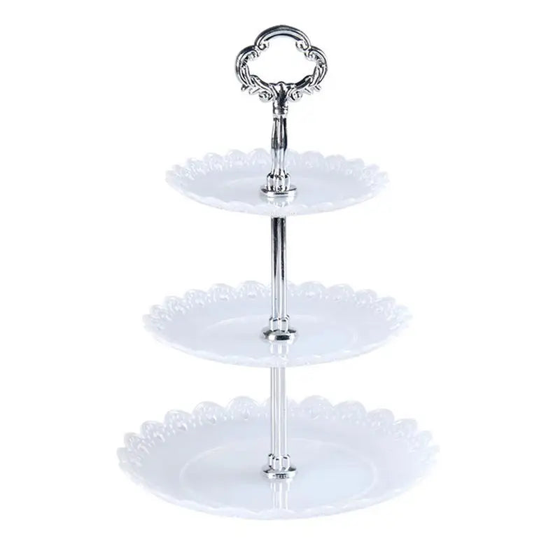 3-Tier Detachable Cake Stand – Plastic Dessert, Fruit & Cupcake Display for Weddings, Birthdays & Parties