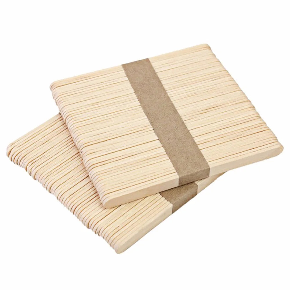 50-Pack Wooden Popsicle & Ice Cream Sticks – Natural Wood, 2 Sizes, for DIY Crafts & Ice Lollies