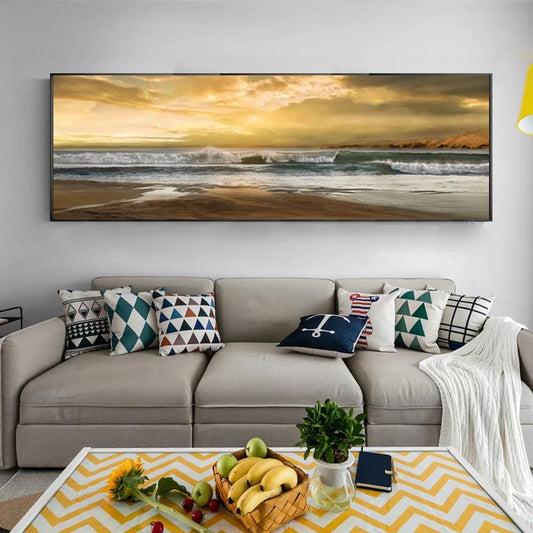 Abstract Seascape Oil Painting Posters and Prints Wall Art Canvas Painting Wave and Beach Picture for Living Room Decor No Frame Peaceful Pleasures Health and Wellness