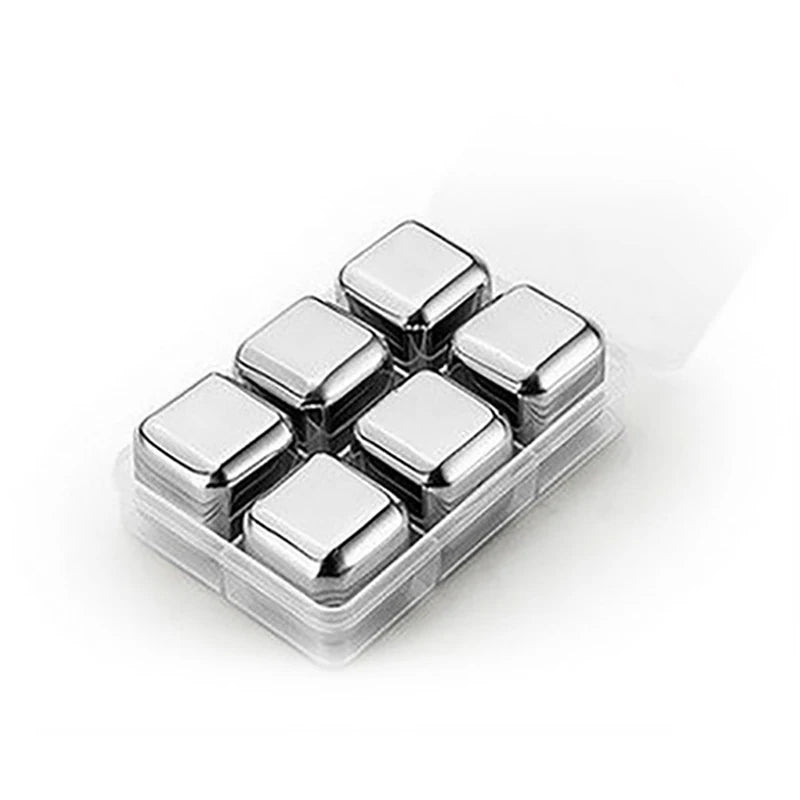 Reusable Stainless Steel Ice Cubes with Tongs & Storage Tray – Whiskey Chilling Stones for Drinks