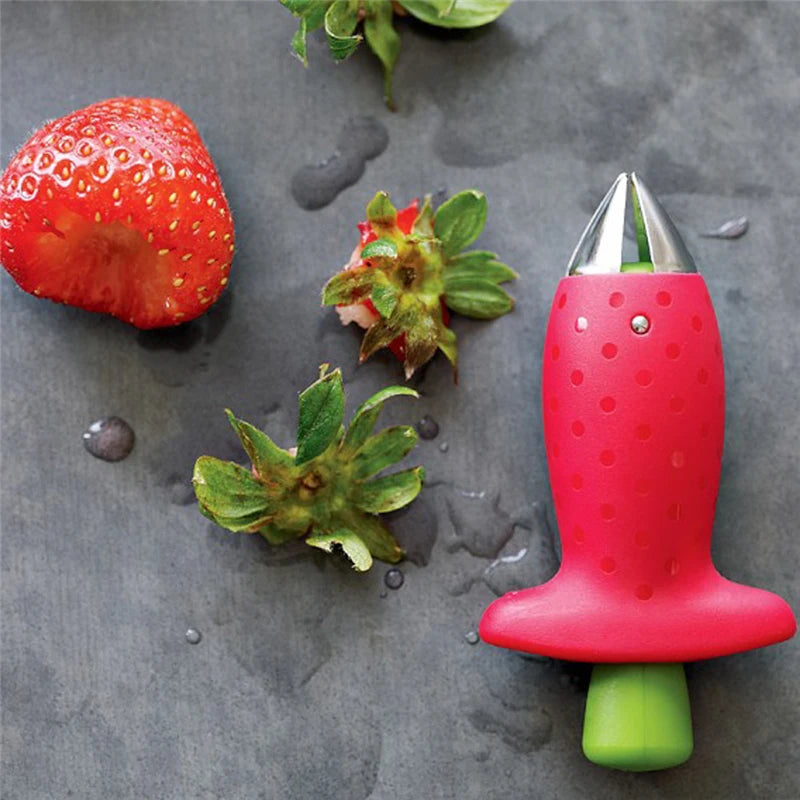 2pc/ Set Kitchen Fruit Gadget Tools Strawberry Slicer Cutter Strawberry Corer Strawberry Huller Leaf Stem Remover Peaceful Pleasures Health and Wellness