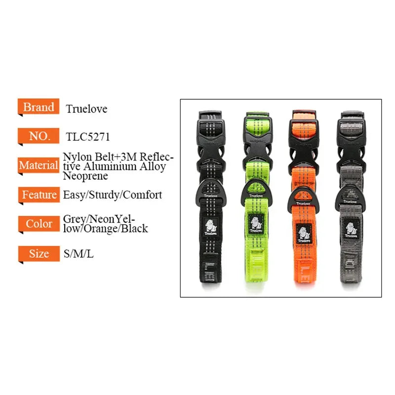Truelove Dog Collars Set 3M Reflective Collar for Small Medium Large Dogs Puppy Adjustable Padded Soft Nylon Comfy Neck TLC5271 Peaceful Pleasures Health and Wellness