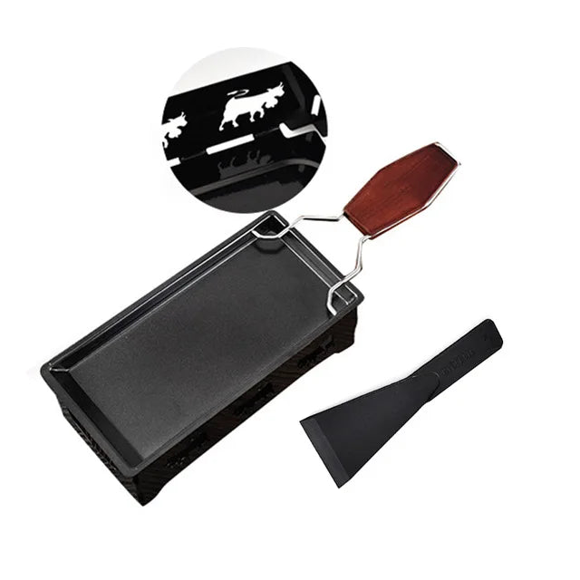 Mini Raclette Cheese Grill Set – Non-Stick Pan with Wooden Handle Peaceful Pleasures Health and Wellness black