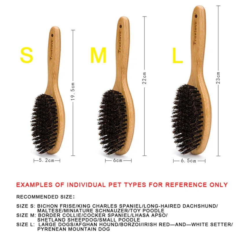Truelove Bristles Hair Brush Pet Comb Natural Original Bamboo for Cat and Dog Massage Grooming Small Medium Large TLK21131 Peaceful Pleasures Health and Wellness