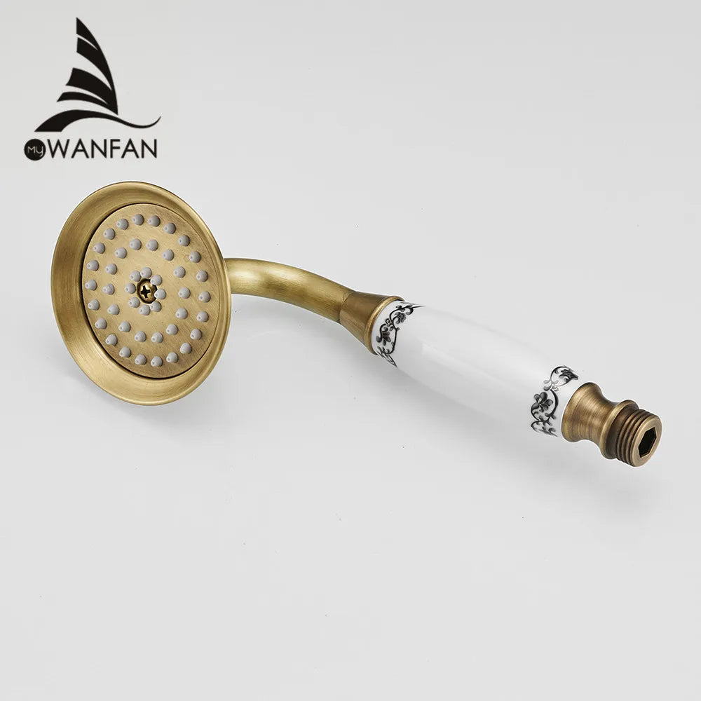 OWOFAN Antique Brass Handheld Rainfall Shower Head | Gold