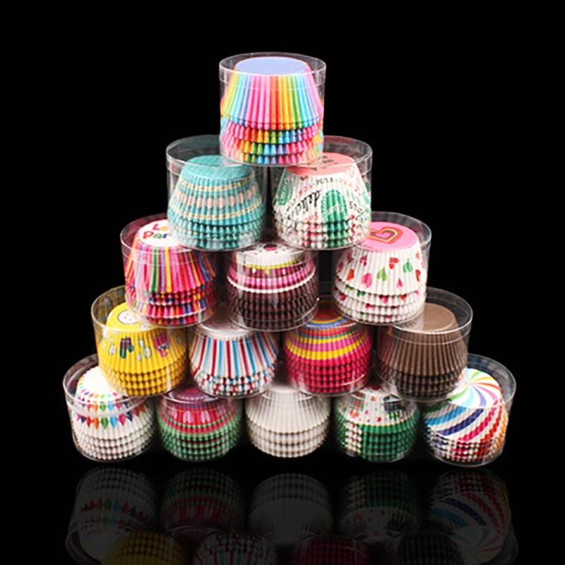 100-Pack Greaseproof Paper Cupcake Liners | Multi-Color Muffin Cases & Baking Cups