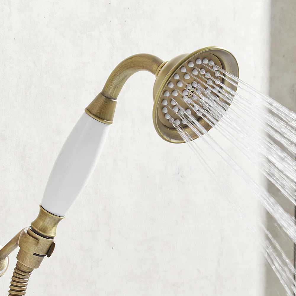 OWOFAN Antique Brass Handheld Rainfall Shower Head | Gold