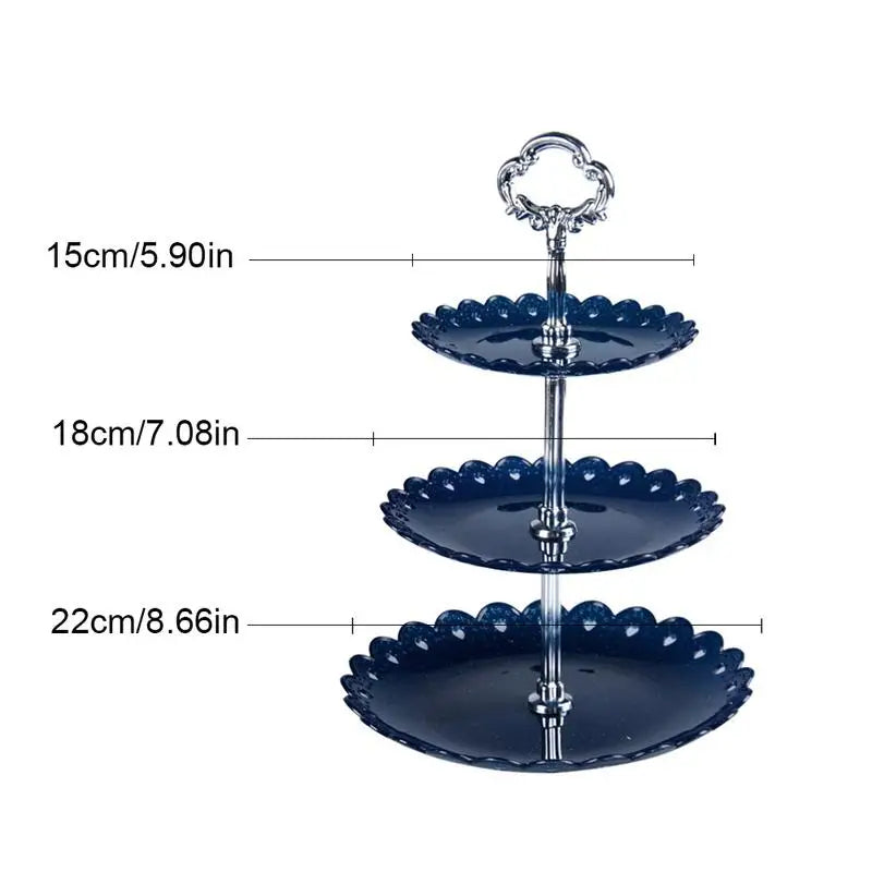 3-Tier Detachable Cake Stand – Plastic Dessert, Fruit & Cupcake Display for Weddings, Birthdays & Parties