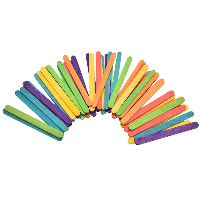 50-Pack Wooden Popsicle & Ice Cream Sticks – Natural Wood, 2 Sizes, for DIY Crafts & Ice Lollies