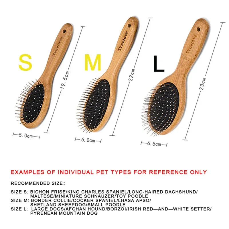 Truelove Pet Round Comb Bamboo Wood Handle in Cat and Dog Hair Remover Brush Fur Small Medium Large Grooming Gifts TLK19131 Peaceful Pleasures Health and Wellness