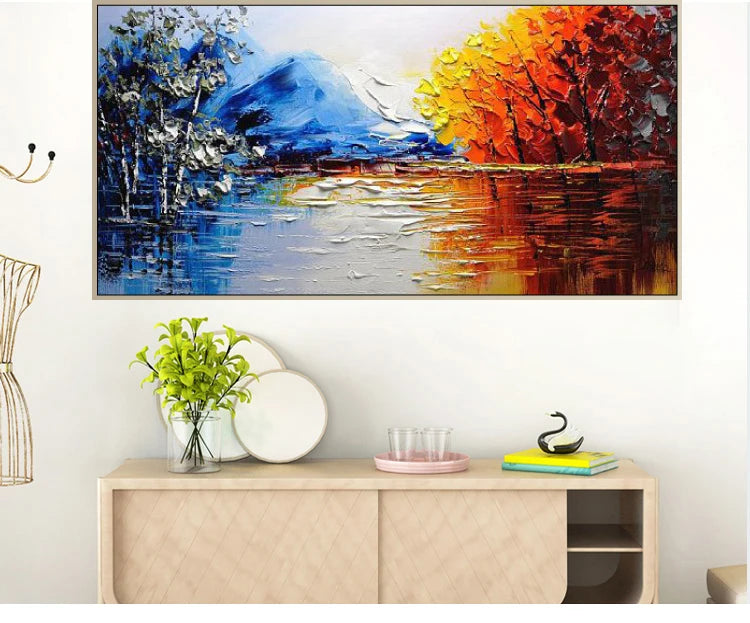 Handmade Abstract Landscape Painting on Canvas, Wall Art, Pictures for Live Room, Home Decor, Unframe Peaceful Pleasures Health and Wellness