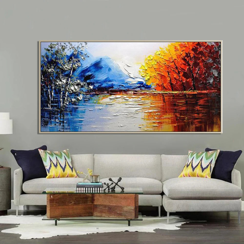 Handmade Abstract Landscape Painting on Canvas, Wall Art, Pictures for Live Room, Home Decor, Unframe Peaceful Pleasures Health and Wellness