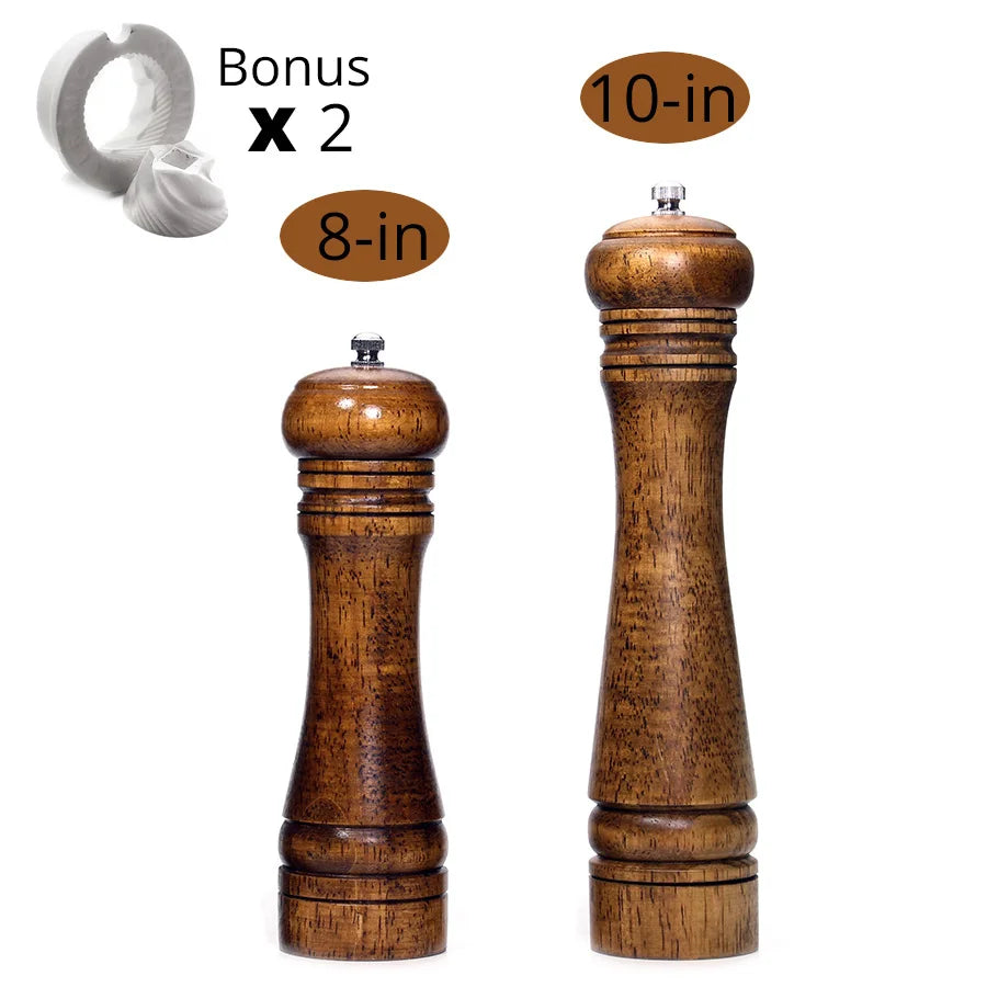 Salt and Pepper Mills, Solid Wood Pepper Mill with Strong Adjustable Ceramic Grinder 5" 8" 10" - Kitchen Tools by Leeseph Peaceful Pleasures Health and Wellness 8 and 10 inch China Mainland