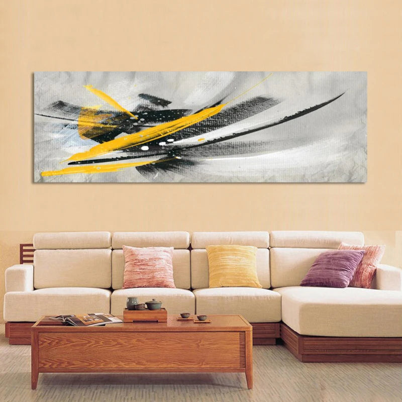 Minimalistic Black and Yellow Abstract Oil Painting on Canvas Posters and Prints Wall Art Pictures for Living Room Nordic Decor Peaceful Pleasures Health and Wellness