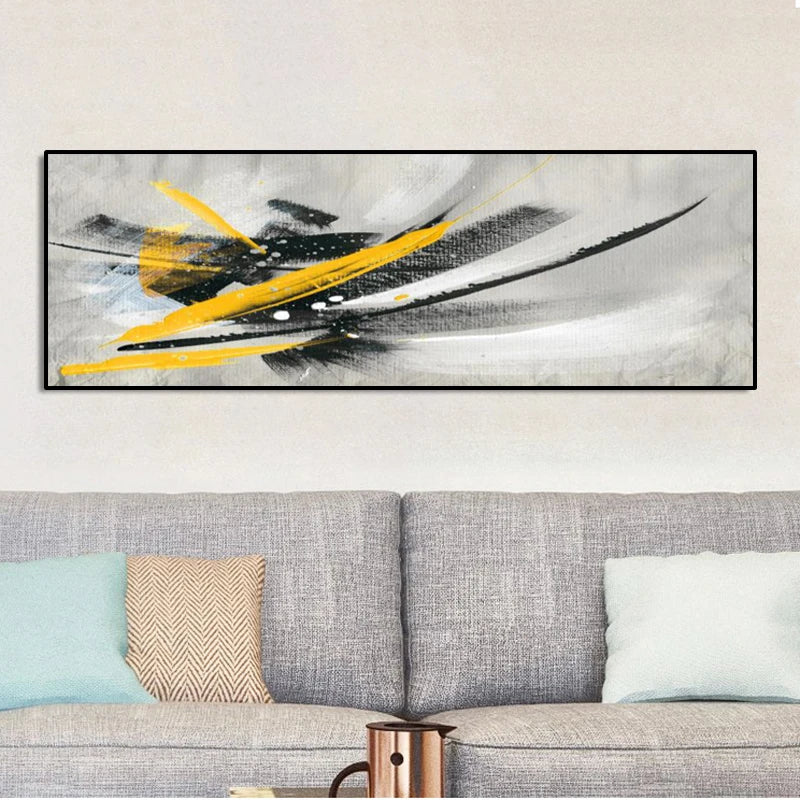 Minimalistic Black and Yellow Abstract Oil Painting on Canvas Posters and Prints Wall Art Pictures for Living Room Nordic Decor Peaceful Pleasures Health and Wellness
