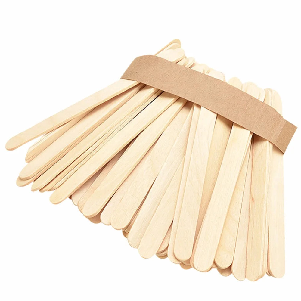 50-Pack Wooden Popsicle & Ice Cream Sticks – Natural Wood, 2 Sizes, for DIY Crafts & Ice Lollies